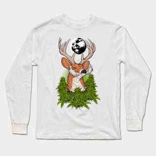 Cannabis weed smoking deer Long Sleeve T-Shirt